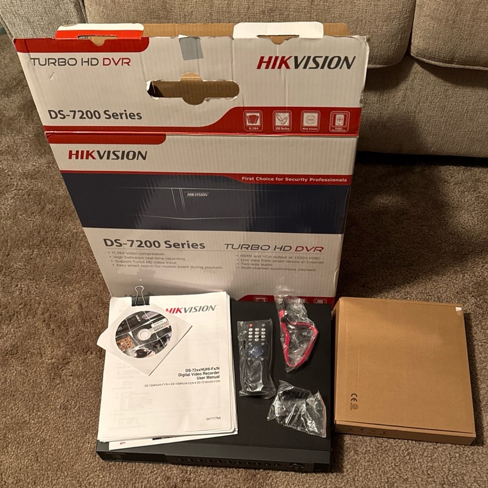 Hikvision Black DS-7200 Series Turbo HD DVR with Accessories